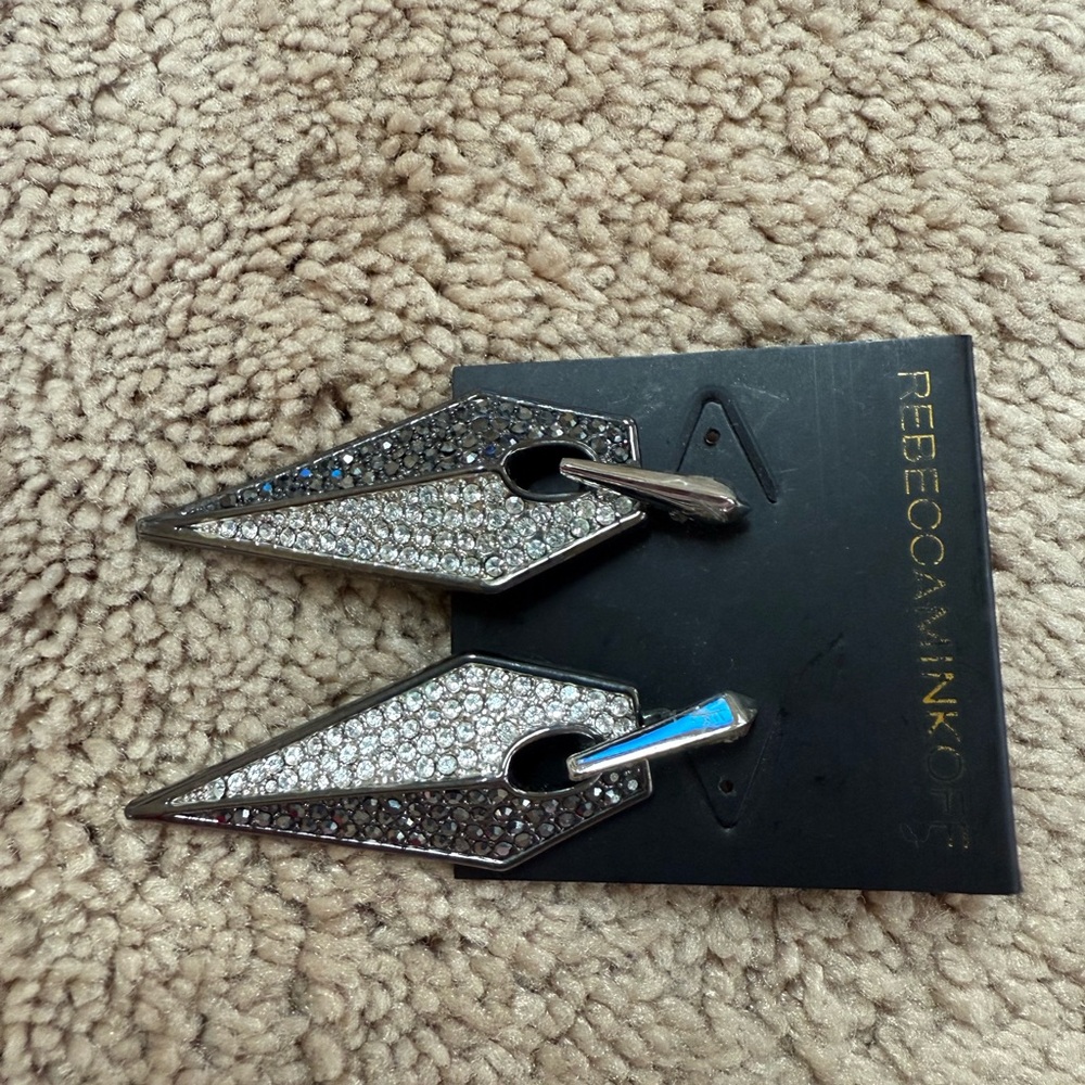 Rebecca Minkoff Silver and Black Geometric Earrings - Picture 4 of 4